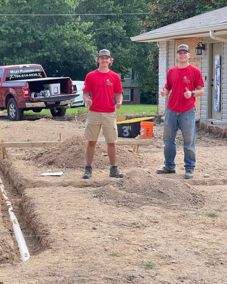 Miley Plumbing plumbers on a new construction job site