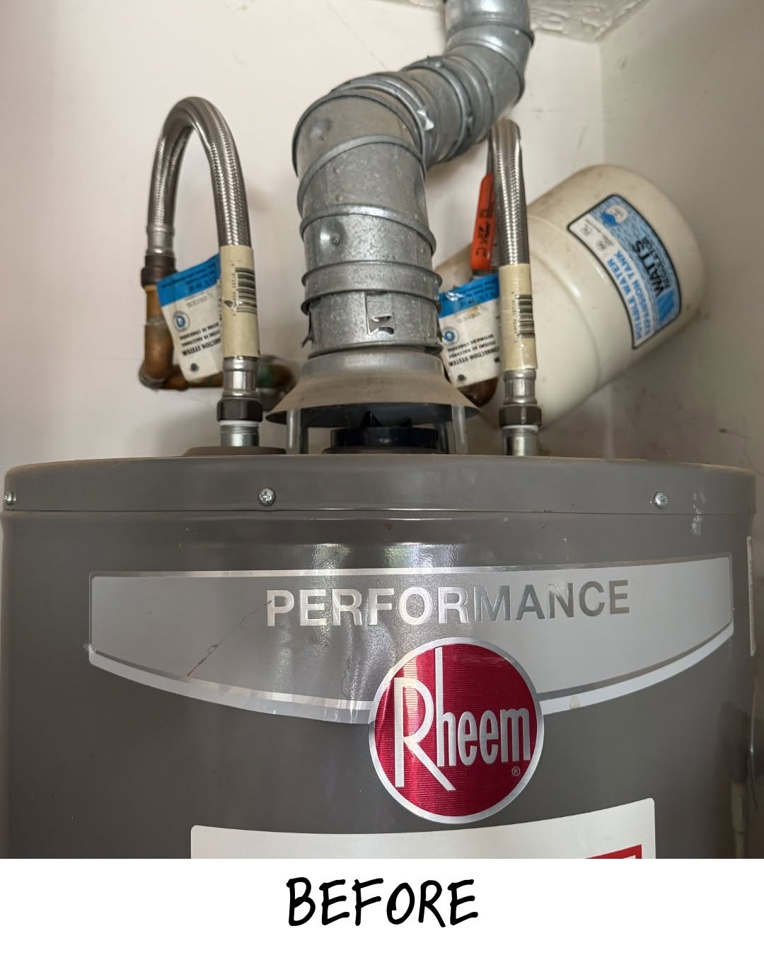 Old Rheem water heater before replacement