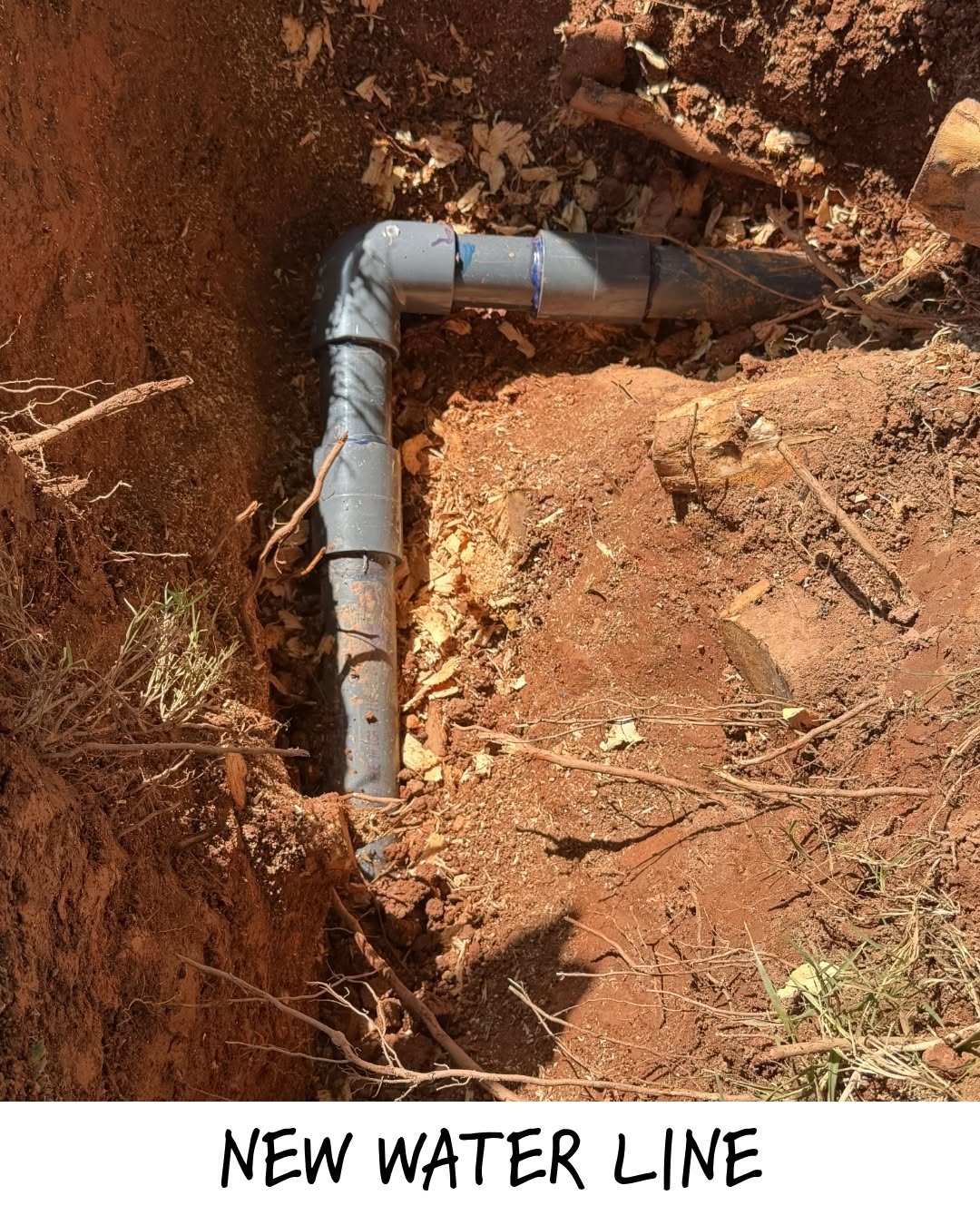New water line installed in a trench