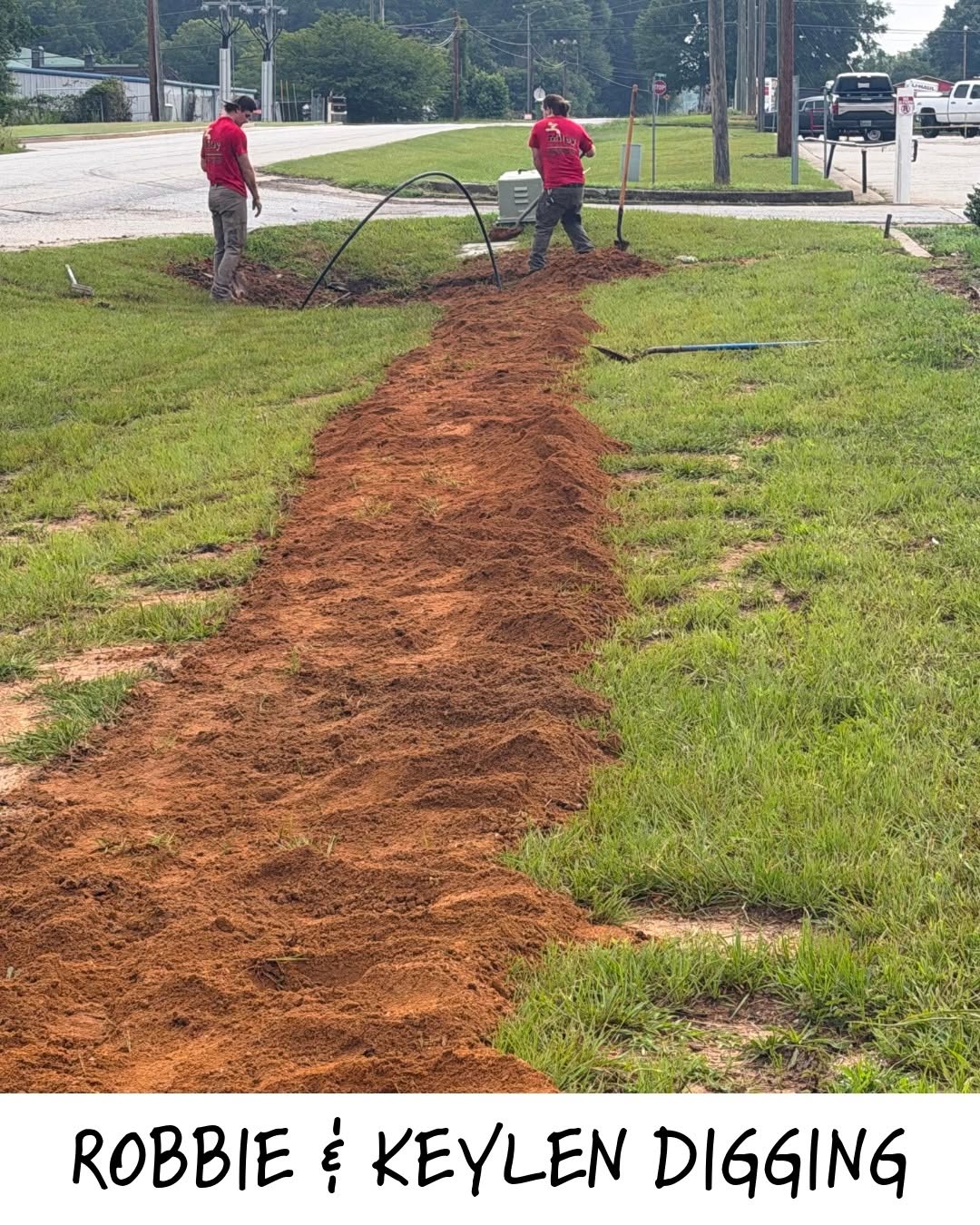 Excavated trench for an underground line replacement
